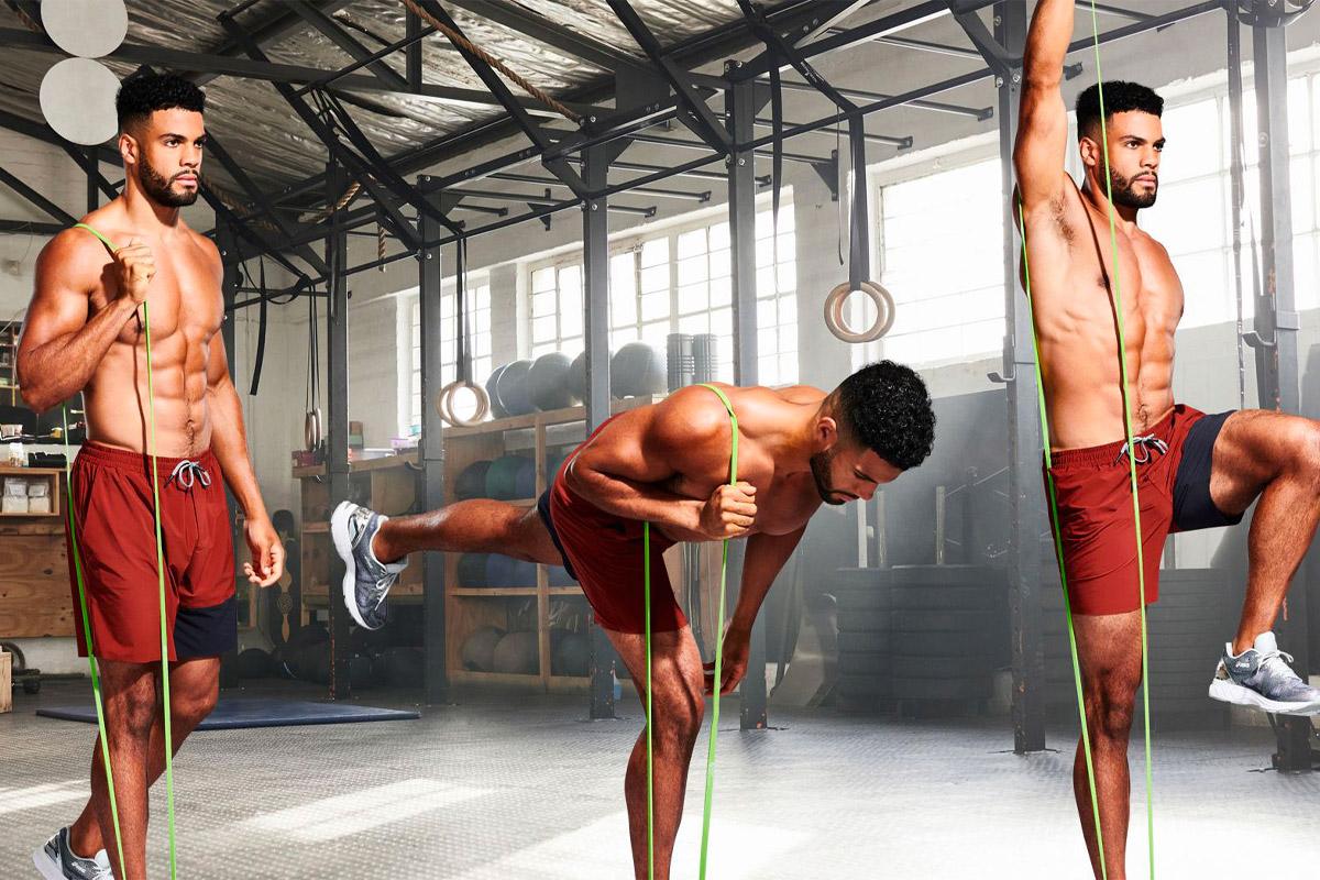 peso muerto rumano a una pierna con banda de resistencia