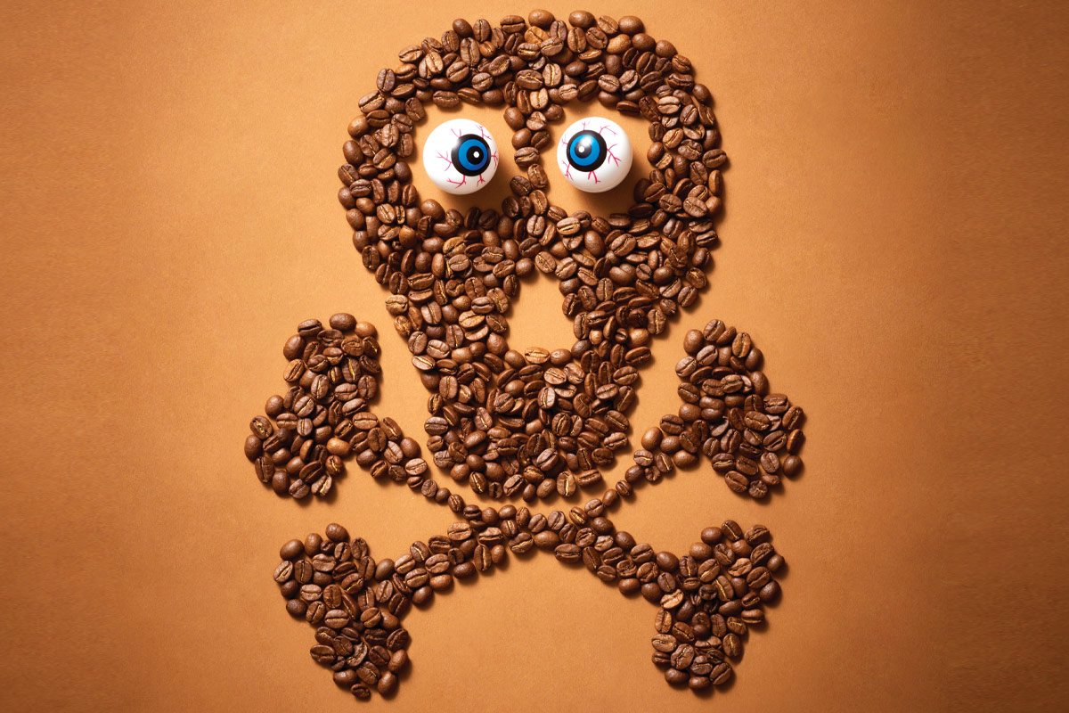 imagen de calavera con granos de café
