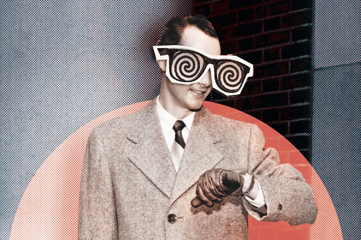 ilustración de hombre admirando su reloj