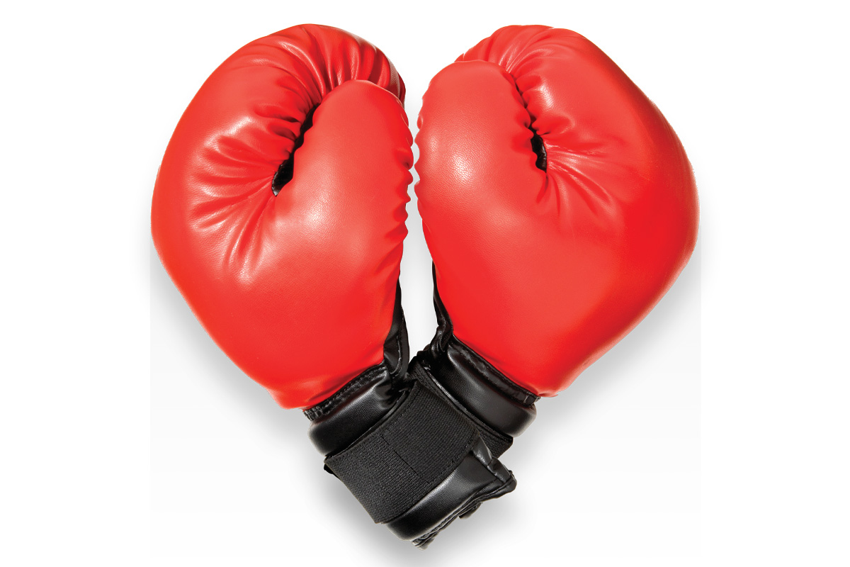 guantes de box acomodados en forma de corazón