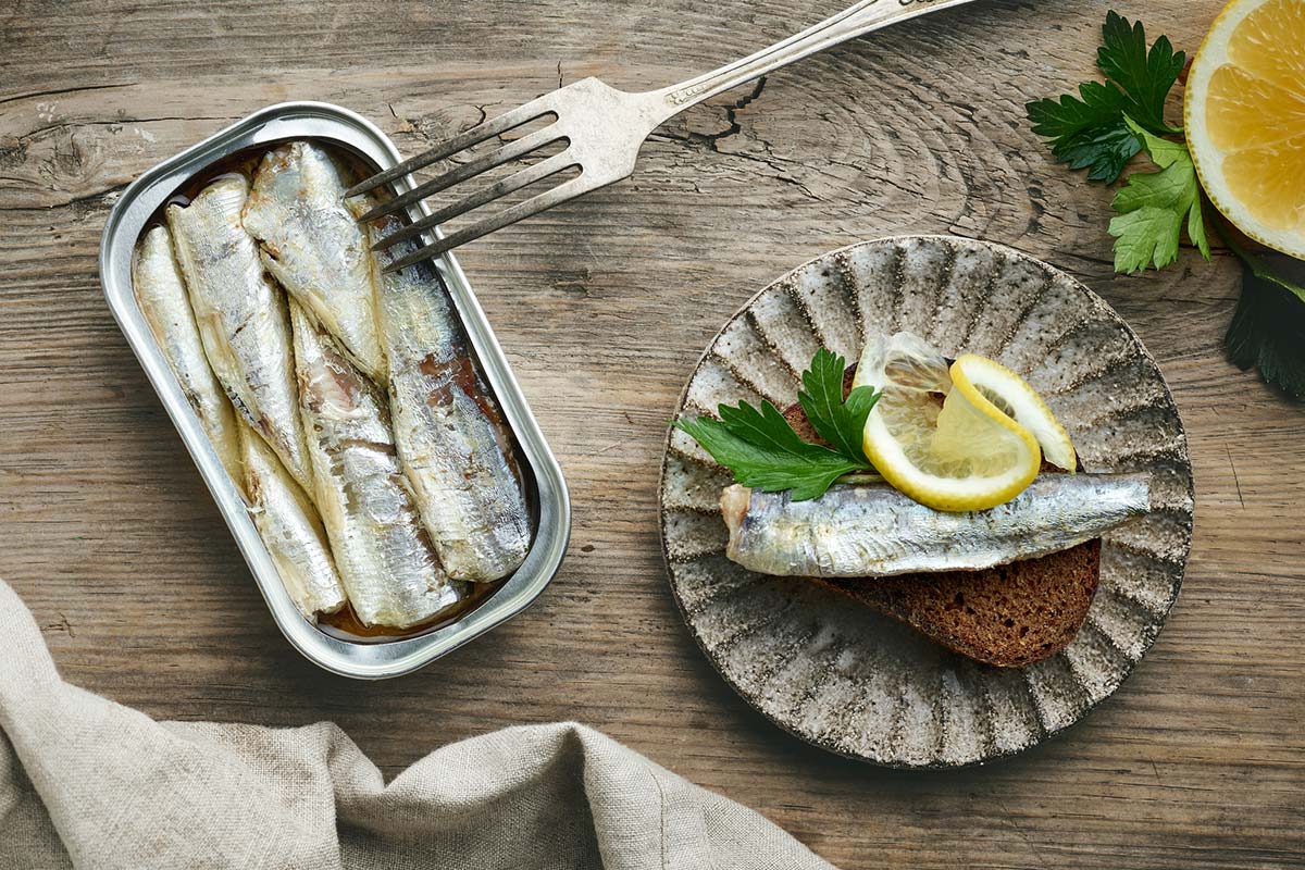lata de sardinas en un plato