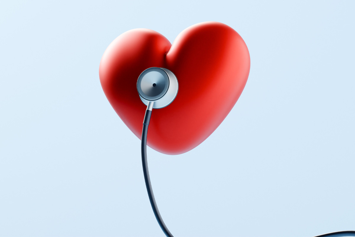 ilustración de corazón con estetoscopio
