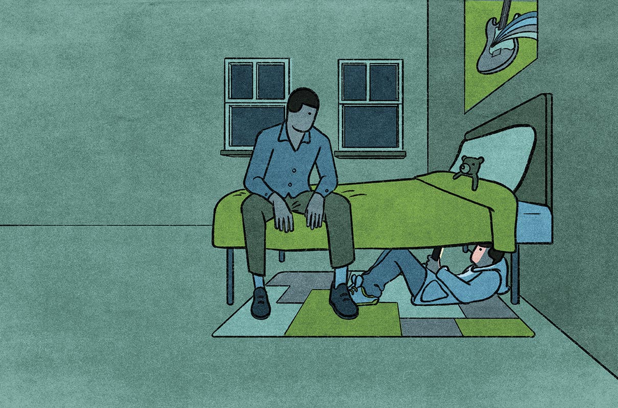 hombre hablando con su hijo