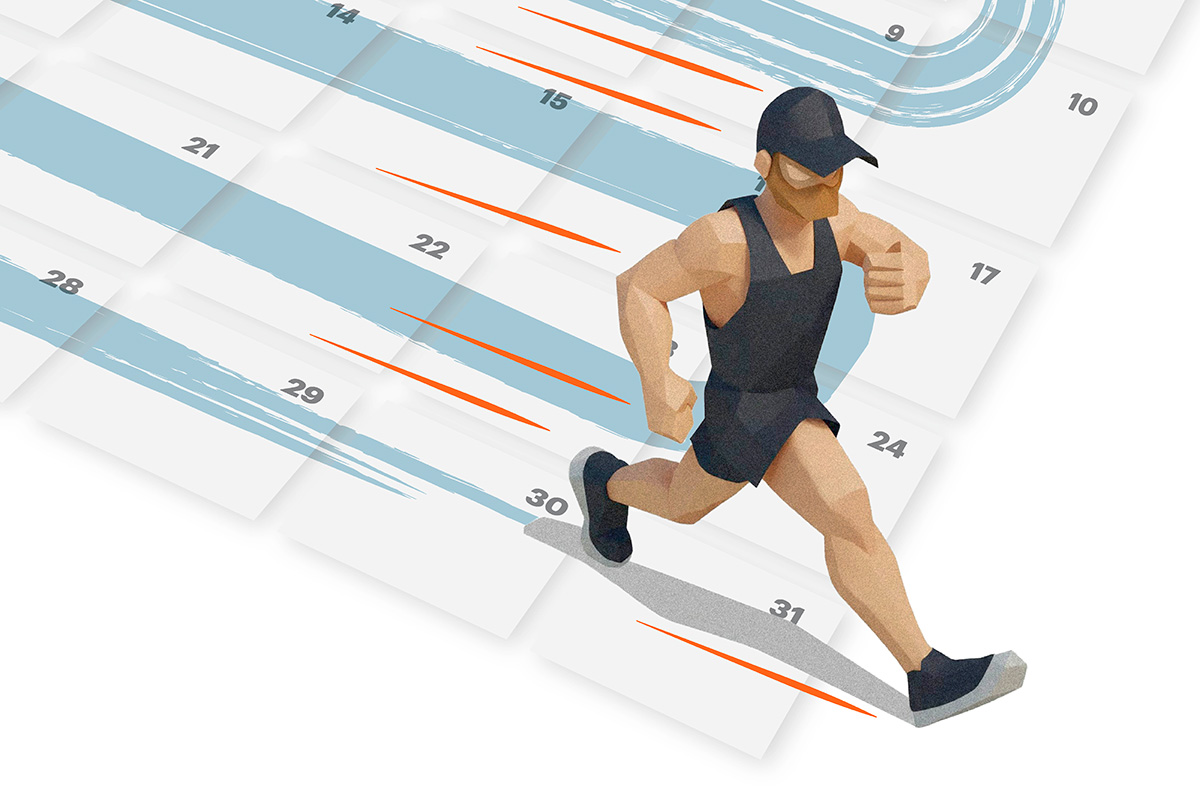 ilustración de hombre corriendo en un calendario